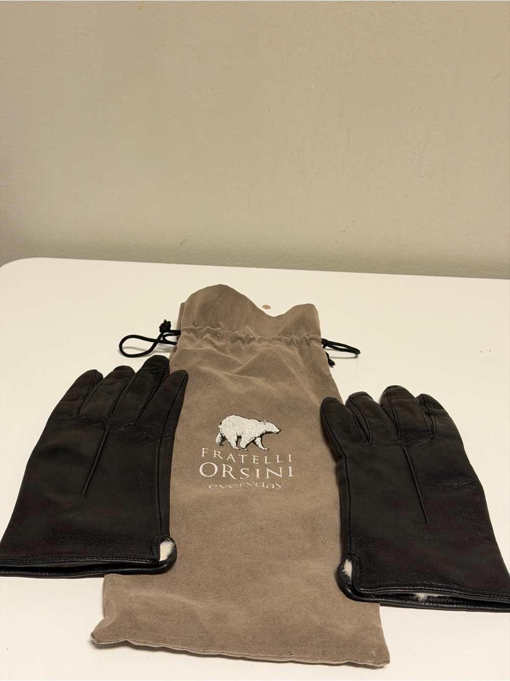 Fratelli Orsini Black Leather Gloves 100% LAPIN  Lined Size 7 MADE IN ITALY